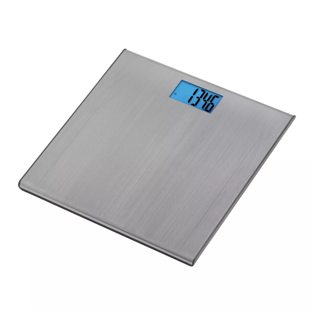 Ultra Thin Stainless Steel Digital Bathroom Scale with Blue Backlit Display